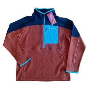 Cotopaxi Men's NWT Abrazo 1/2 Zip Fleece Pullover Jacket - Orange/Navy/Blue - XL